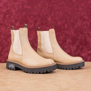 Sam Edelman Women Laguna Sesame Comfortable Chelsea Suede Boots size 8